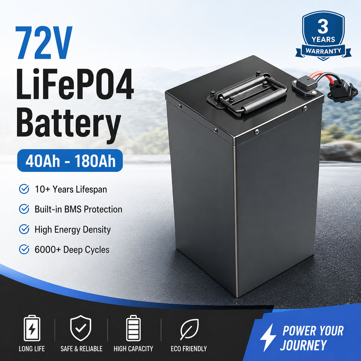 Batería de Litio LifePO4 de Nu - 72V 60Ah Lifepo4 Battery Pack reseña y precio