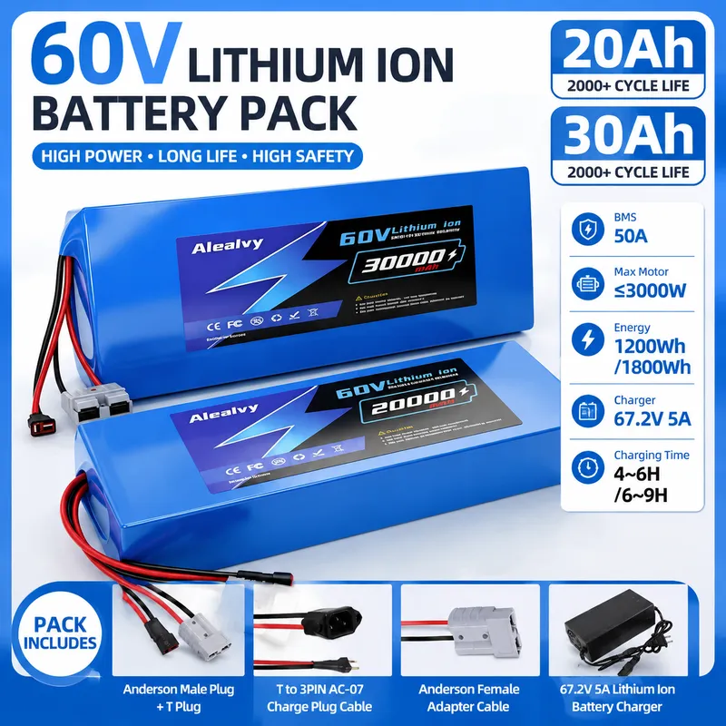 Batería de litio Aleaivy 60V 2 - 60V 30Ah Electric Scooter Battery reseña y precio